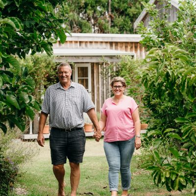 2020 Dav and Cath at SewEzi head office Poroti, New Zealand