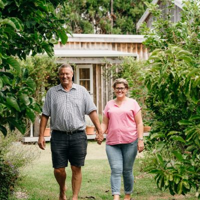 2020 Dav and Cath at SewEzi head office  Poroti, New Zealand